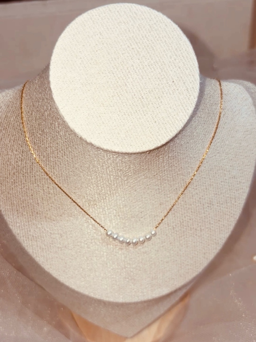 Delicate Gold Pearl Station Necklace - Women Jewelry